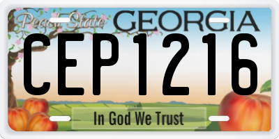 GA license plate CEP1216