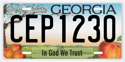 GA license plate CEP1230