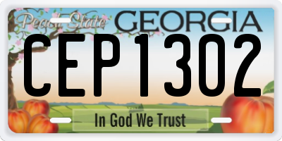GA license plate CEP1302