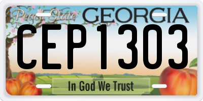 GA license plate CEP1303