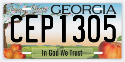 GA license plate CEP1305