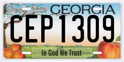 GA license plate CEP1309
