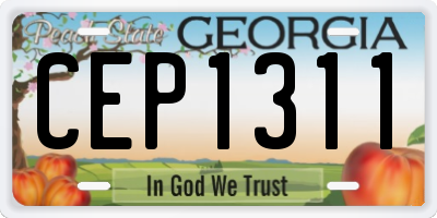 GA license plate CEP1311