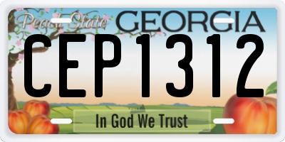 GA license plate CEP1312