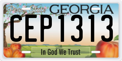 GA license plate CEP1313
