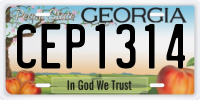 GA license plate CEP1314