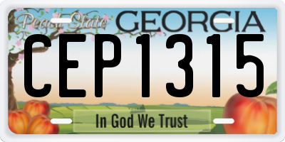 GA license plate CEP1315