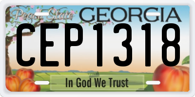 GA license plate CEP1318