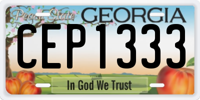 GA license plate CEP1333