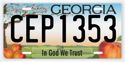 GA license plate CEP1353