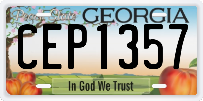 GA license plate CEP1357