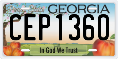 GA license plate CEP1360