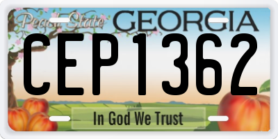GA license plate CEP1362