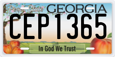 GA license plate CEP1365