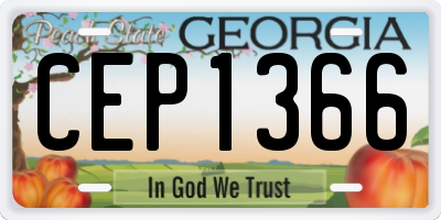 GA license plate CEP1366