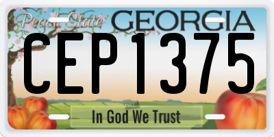 GA license plate CEP1375