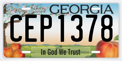 GA license plate CEP1378