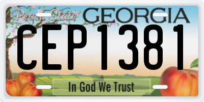 GA license plate CEP1381