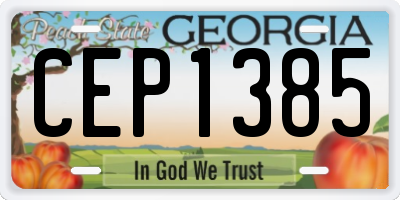 GA license plate CEP1385