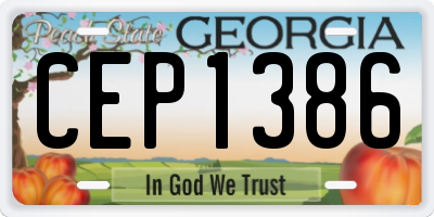 GA license plate CEP1386