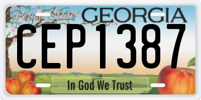 GA license plate CEP1387