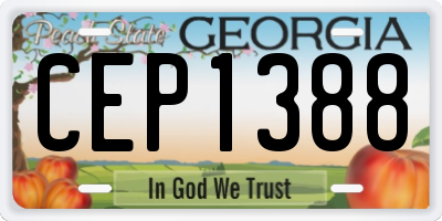 GA license plate CEP1388