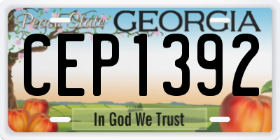 GA license plate CEP1392