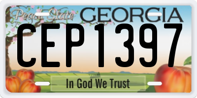 GA license plate CEP1397