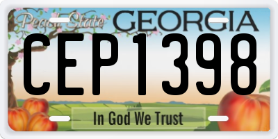 GA license plate CEP1398