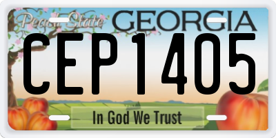 GA license plate CEP1405
