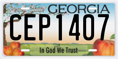 GA license plate CEP1407