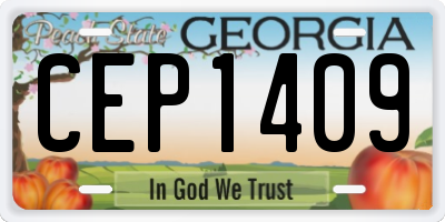 GA license plate CEP1409