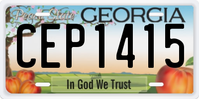GA license plate CEP1415