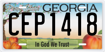 GA license plate CEP1418