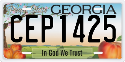 GA license plate CEP1425