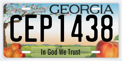 GA license plate CEP1438