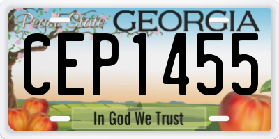 GA license plate CEP1455