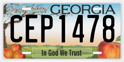 GA license plate CEP1478