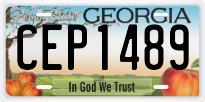 GA license plate CEP1489