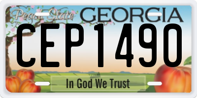 GA license plate CEP1490