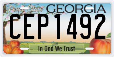 GA license plate CEP1492