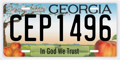 GA license plate CEP1496