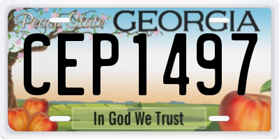 GA license plate CEP1497