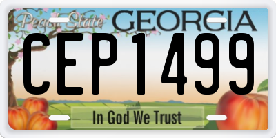 GA license plate CEP1499