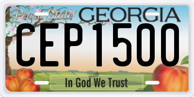 GA license plate CEP1500