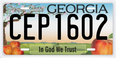 GA license plate CEP1602