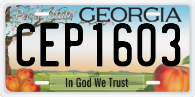 GA license plate CEP1603