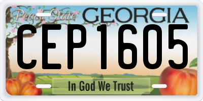 GA license plate CEP1605