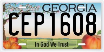 GA license plate CEP1608