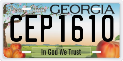 GA license plate CEP1610